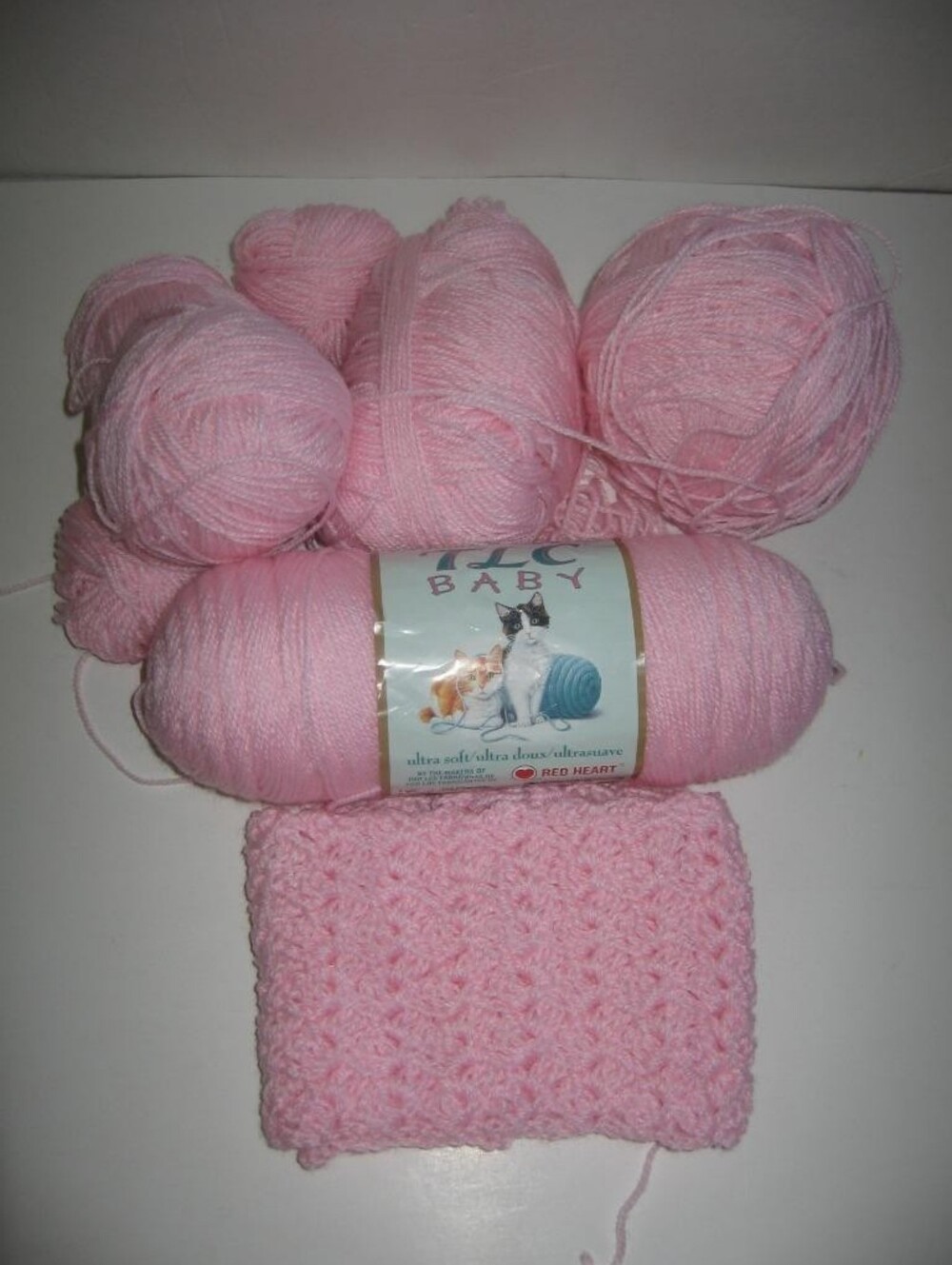 VTG Red Heart TLC Baby Unfinished Blanket Yarn Bundle Lot